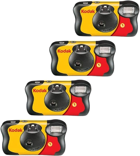 Kodak Fun Saver - Cámara desechable de un Solo Uso de 35 mm con Flash, 27 exposiciones, Paquete de 4
