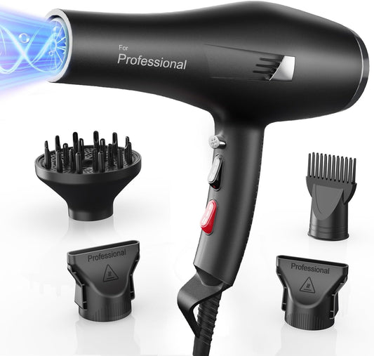 Dekuri Secador Pelo Profesional, Secadores Iónico Cabello Sin Encrespamiento, Hair Dryer con Difusor y Boquillas, 3 Temperaturas y 2 Velocidades para Mujeres y Hombres, Secado Rápido Salón