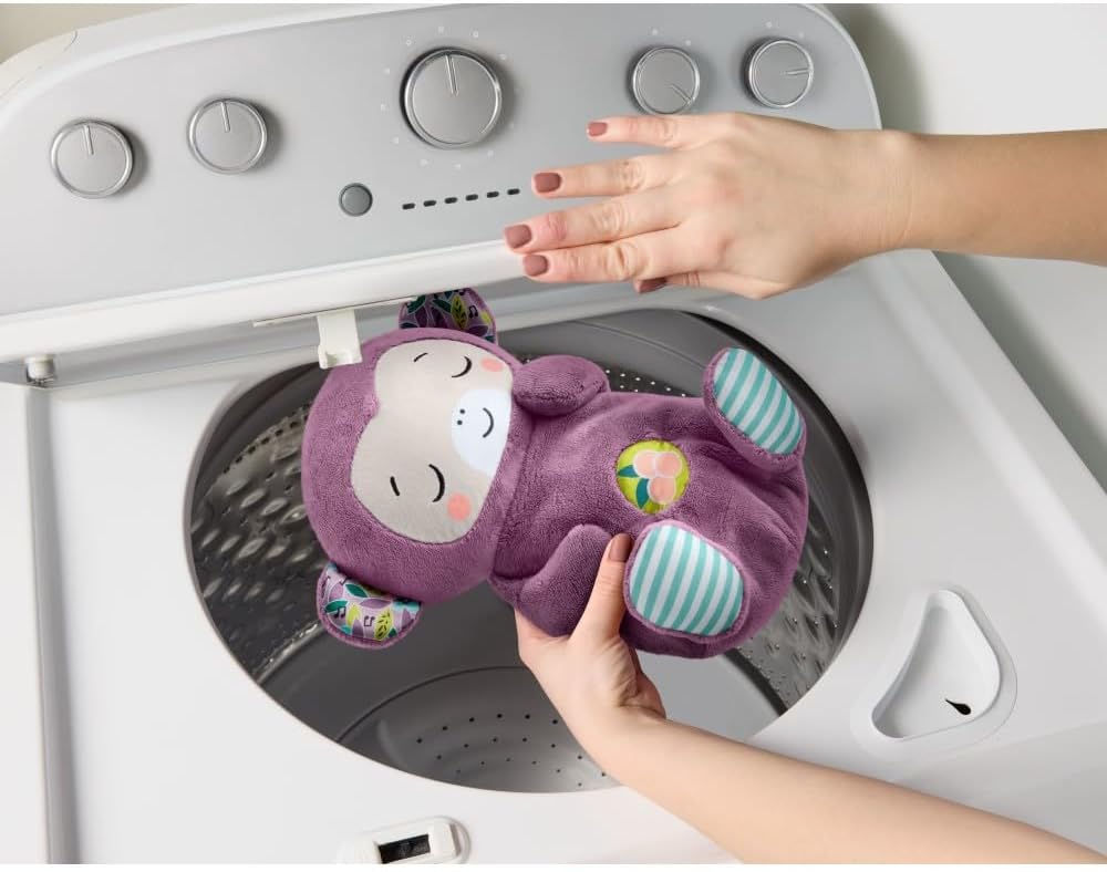 Fisher-Price Mono Morado Hora de Dormir Juguete para bebés, sonajero portátil de Peluche con Movimiento de respiración y Luces para bebés recién Nacidos a Partir de 0 Meses, JLH41