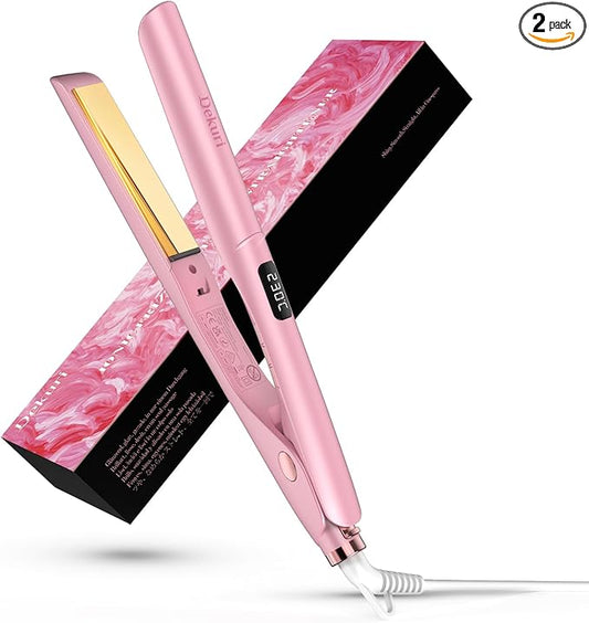 Dekuri Planchas del Pelo y Rizadora 2 en 1, Placas Lisas de Titanio, Calentamiento Rápido en 30s, Pantalla LCD 120-230℃, Plancha Pelo Iónicas para Mujere