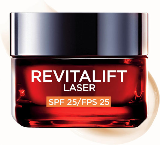 L'Oréal Paris Revitalift Láser Crema de Día Anti-Edad Triple Acción, Protección Solar SPF 25, 50 ml