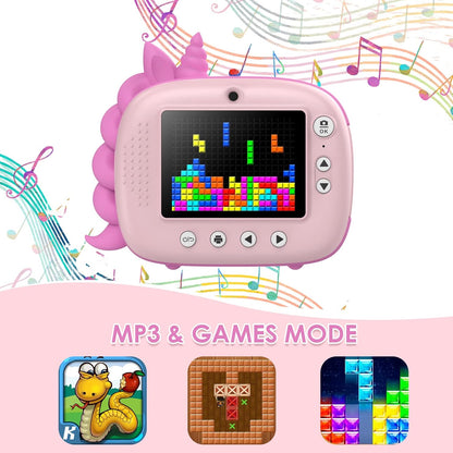 HiMont - Cámara infantil digital instantánea con papel de impresión y tarjeta TF de 32 GB, cámara de vídeo, lápices de colores, clips de fotos para manualidades, regalo, de 3 a 14 años, color rosa