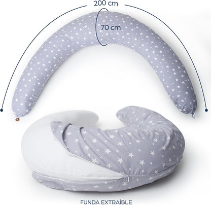 Niimo Cojín Embarazada XXL - Ganador del Doble Platino 2022, Cojín Embarazada y Cojín Lactancia Bebé con Funda 100% de Algodón, Almohada Embarazada Dormir, Lavable Relleno de Poliester