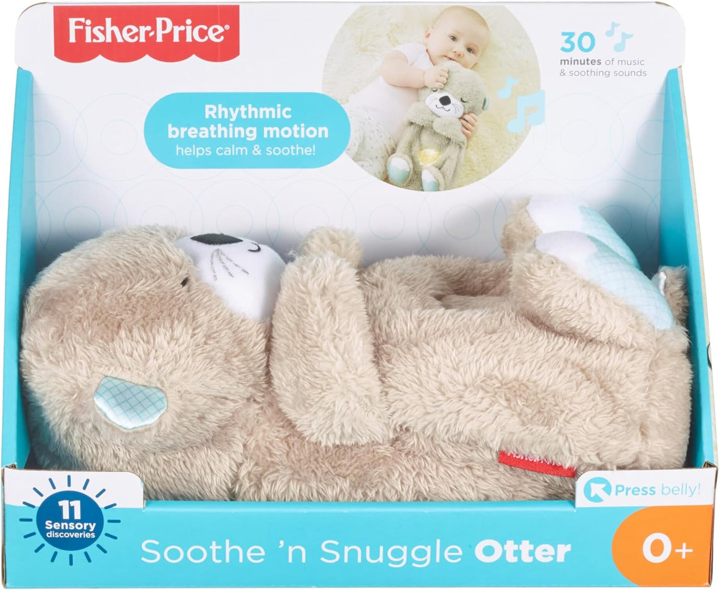 Fisher-Price Nutria Hora de Dormir - Peluche Musical - Con Movimiento, Sonidos y Luces Relajantes - Regalo para Bebés de 0+ Meses (FXC66)