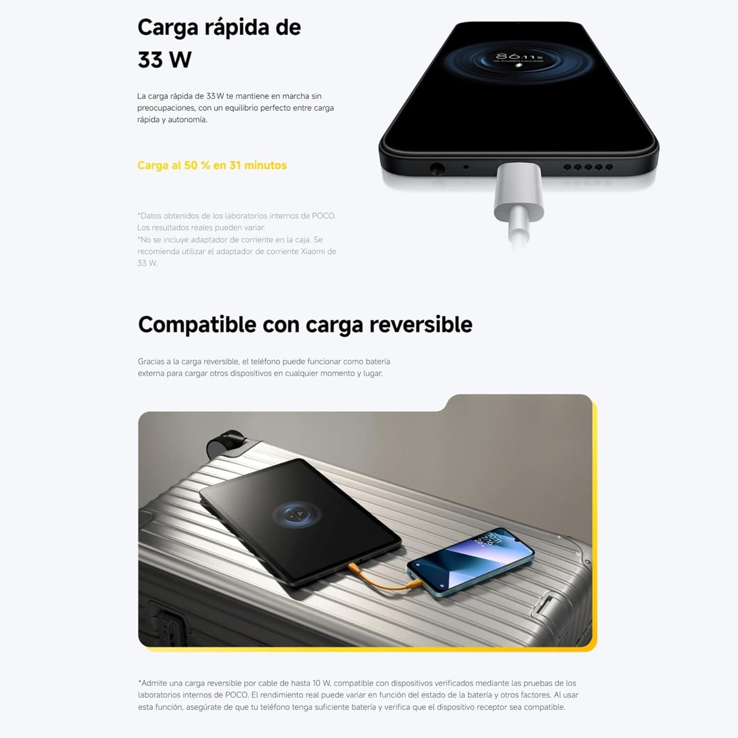 XIAOMI POCO C85 - Smartphone de 8+256GB, Cámara Dual de 50MP con AI, Pantalla inmersiva de 6,9”, Potente procesador Octa-Core, Carga rápida de 33W, 6000mAh, Cargador no Incluido, Negro (Versión ES)