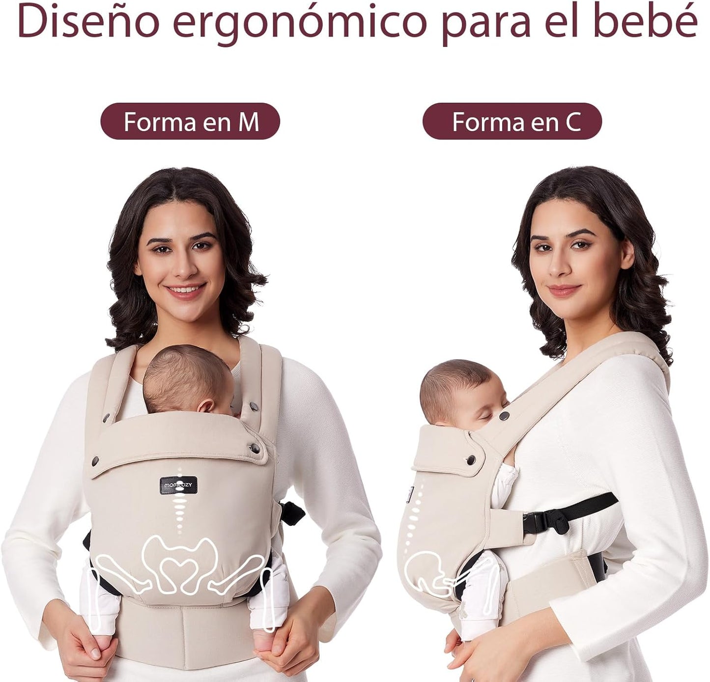 Momcozy Mochila Portabebés Ergonómica, Cómoda y Ligera | para Bebés 3–24 Meses, Fácil de Poner, Soporte Lumbar Mejorado, Manos Libres