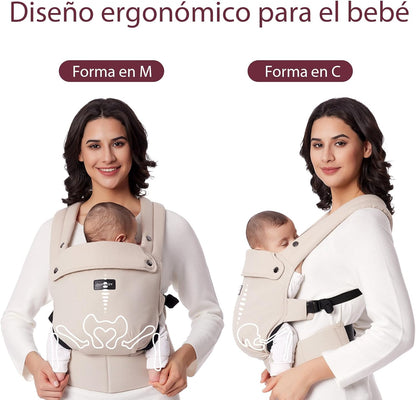 Momcozy Mochila Portabebés Ergonómica, Cómoda y Ligera | para Bebés 3–24 Meses, Fácil de Poner, Soporte Lumbar Mejorado, Manos Libres