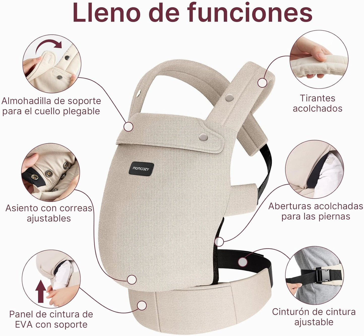 Momcozy Mochila Portabebés Ergonómica, Cómoda y Ligera | para Bebés 3–24 Meses, Fácil de Poner, Soporte Lumbar Mejorado, Manos Libres