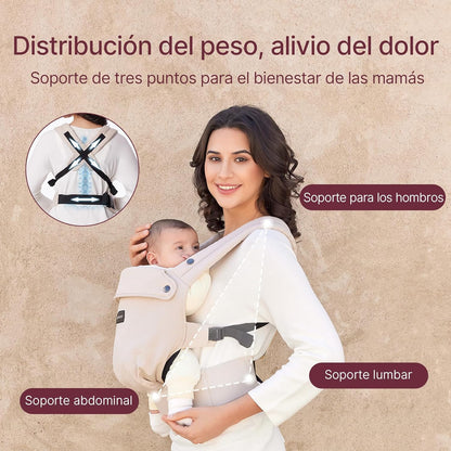 Momcozy Mochila Portabebés Ergonómica, Cómoda y Ligera | para Bebés 3–24 Meses, Fácil de Poner, Soporte Lumbar Mejorado, Manos Libres