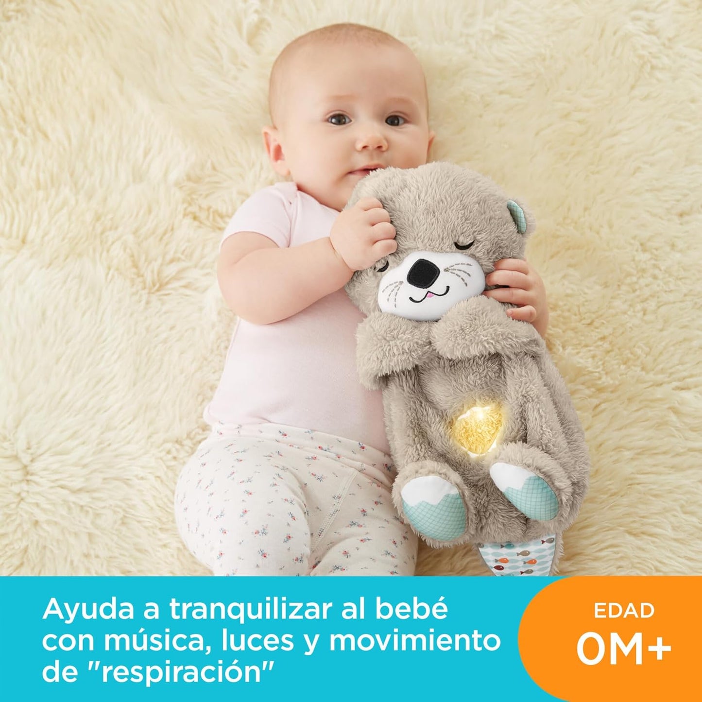 Fisher-Price Nutria Hora de Dormir - Peluche Musical - Con Movimiento, Sonidos y Luces Relajantes - Regalo para Bebés de 0+ Meses (FXC66)