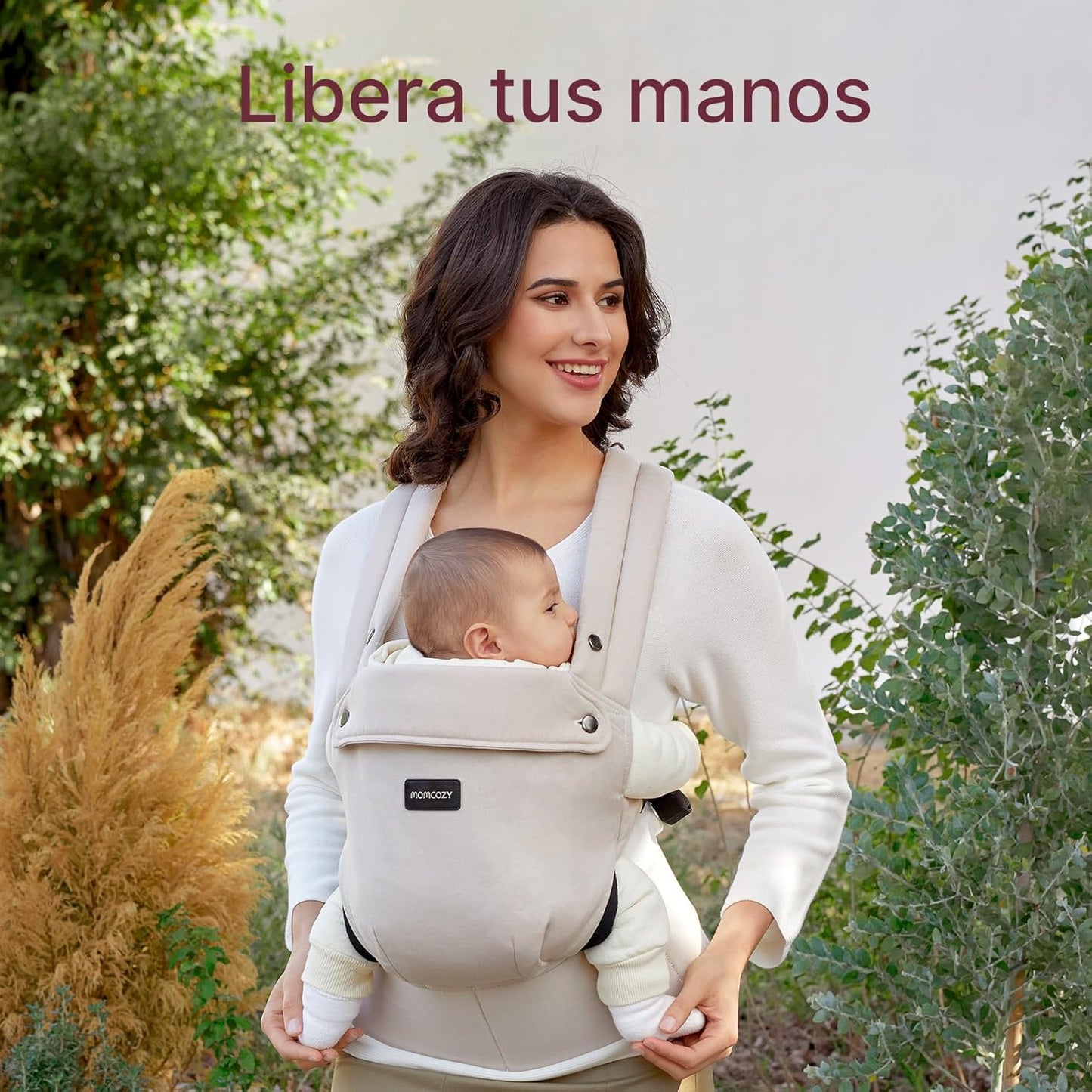 Momcozy Mochila Portabebés Ergonómica, Cómoda y Ligera | para Bebés 3–24 Meses, Fácil de Poner, Soporte Lumbar Mejorado, Manos Libres