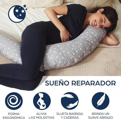 Niimo Cojín Embarazada XXL - Ganador del Doble Platino 2022, Cojín Embarazada y Cojín Lactancia Bebé con Funda 100% de Algodón, Almohada Embarazada Dormir, Lavable Relleno de Poliester