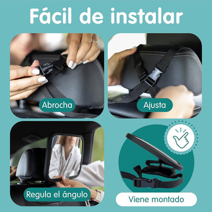 Onco Espejo Coche Bebé Asiento Trasero - 100% a Prueba de Roturas - Conduce Seguro y Observa a Tu Hijo - Accesorios Esenciales para Padres Primerizos - Ganador del Premio LovedByParents