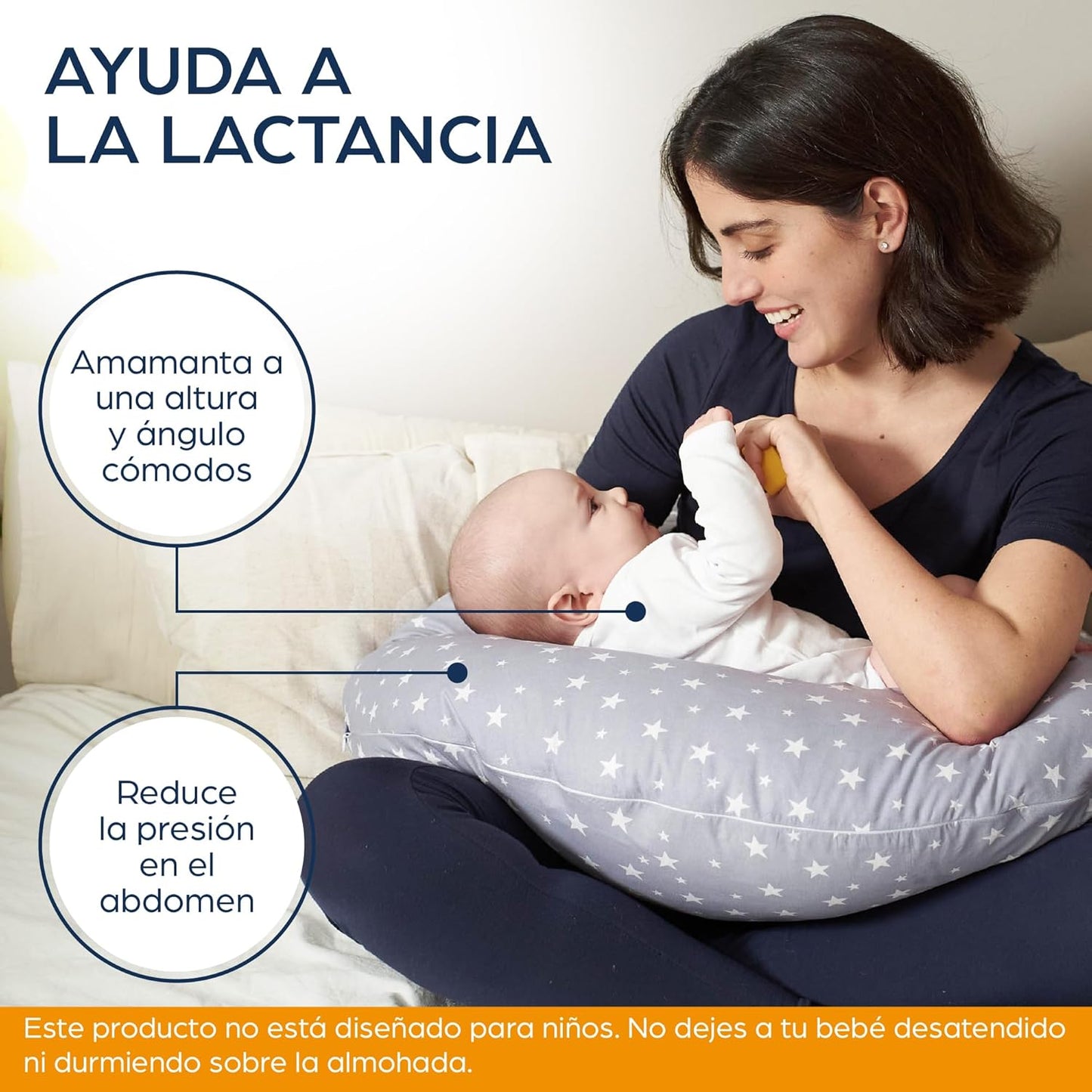 Niimo Cojín Embarazada XXL - Ganador del Doble Platino 2022, Cojín Embarazada y Cojín Lactancia Bebé con Funda 100% de Algodón, Almohada Embarazada Dormir, Lavable Relleno de Poliester