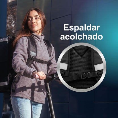Bolsa de Reparto Isotérmica 89L • Mochila Térmica Extensible Gran Capacidad • 100% Impermeable Tarpaulin 500D • Bandas Reflectantes • Plegable y Ergonómica para Entregas, Negro