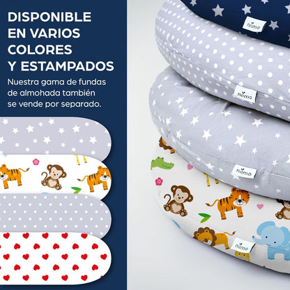 Niimo Cojín Embarazada XXL - Ganador del Doble Platino 2022, Cojín Embarazada y Cojín Lactancia Bebé con Funda 100% de Algodón, Almohada Embarazada Dormir, Lavable Relleno de Poliester