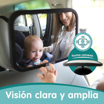 Onco Espejo Coche Bebé Asiento Trasero - 100% a Prueba de Roturas - Conduce Seguro y Observa a Tu Hijo - Accesorios Esenciales para Padres Primerizos - Ganador del Premio LovedByParents