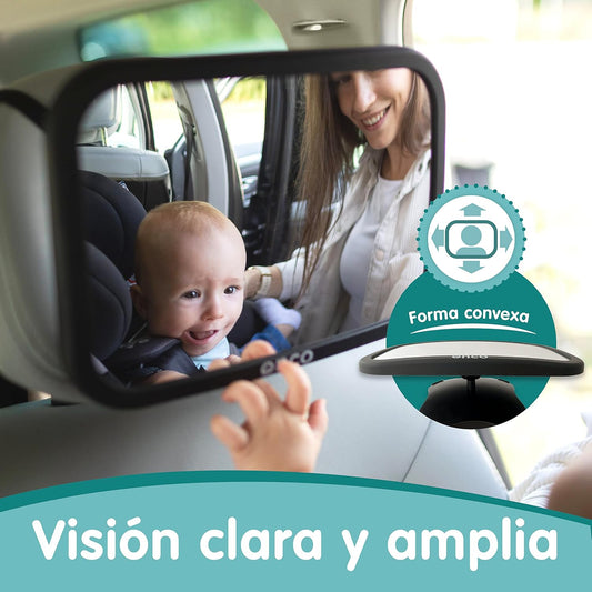 Onco Espejo Coche Bebé Asiento Trasero - 100% a Prueba de Roturas - Conduce Seguro y Observa a Tu Hijo - Accesorios Esenciales para Padres Primerizos - Ganador del Premio LovedByParents
