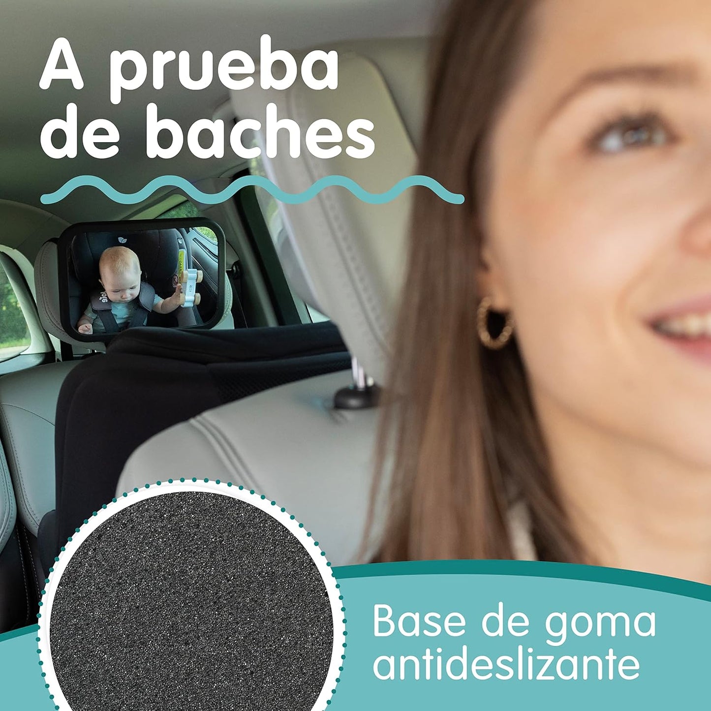 Onco Espejo Coche Bebé Asiento Trasero - 100% a Prueba de Roturas - Conduce Seguro y Observa a Tu Hijo - Accesorios Esenciales para Padres Primerizos - Ganador del Premio LovedByParents