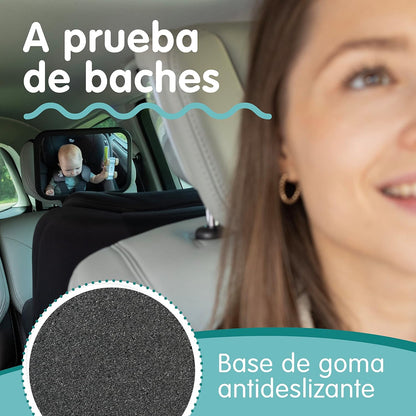 Onco Espejo Coche Bebé Asiento Trasero - 100% a Prueba de Roturas - Conduce Seguro y Observa a Tu Hijo - Accesorios Esenciales para Padres Primerizos - Ganador del Premio LovedByParents