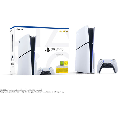 Consola - Sony PS5 Slim Standard, 1 TB SSD, 4K, 1 mando, Chasis E, Blanco