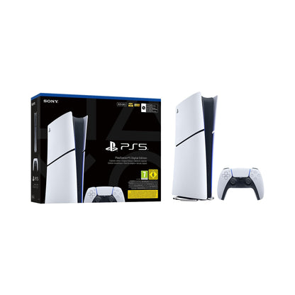 Consola - Sony PS5 Slim Digital Edition, 825 GB SSD, 4K, 1 mando, Chasis E, Blanco